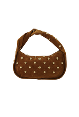 21Jewelz Midi handtas met gouden studs - suede camel