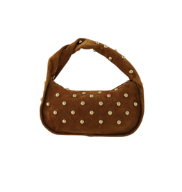 21Jewelz Midi handtas met gouden studs - suede camel