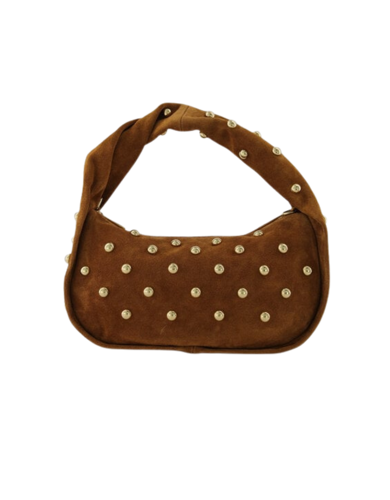 21Jewelz Midi handtas met gouden studs - suede camel