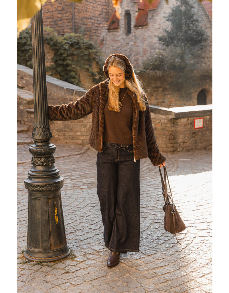 21Jewelz Fluffy jas met patroon - bruin