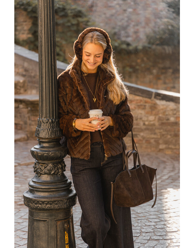 21Jewelz Fluffy jas met patroon - bruin