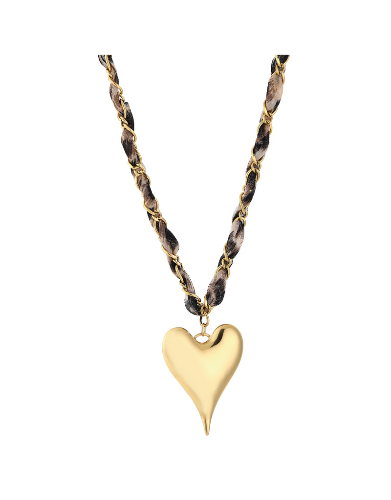21Jewelz Ketting panterprint & groot hart