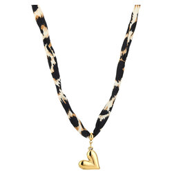 21Jewelz Ketting met panterprintje & klein hartje