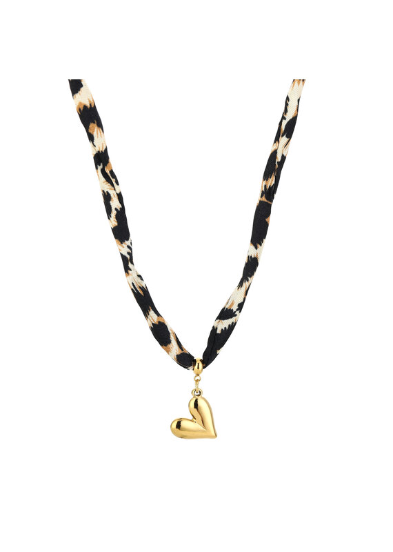 21Jewelz Ketting met panterprintje & klein hartje