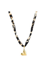 21Jewelz Ketting met panterprintje & klein hartje