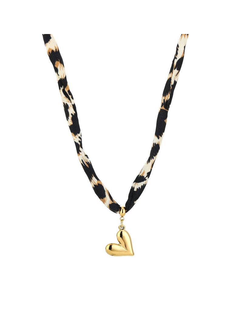 21Jewelz Ketting met panterprintje & klein hartje