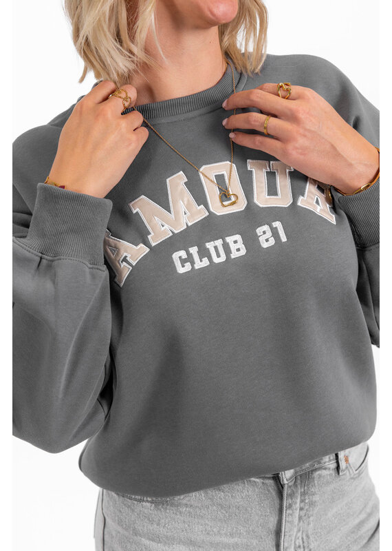 21Jewelz - The Label 21Jewelz | Sweater amour club 21 - grijs