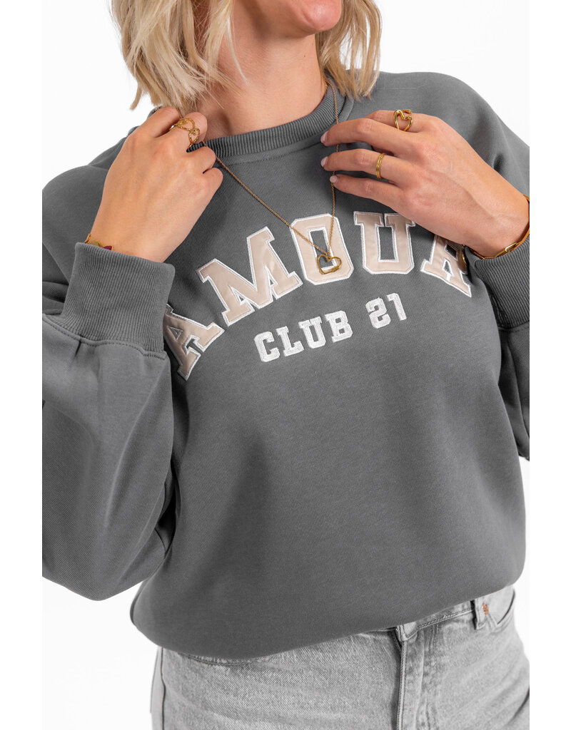 21Jewelz - The Label 21Jewelz | Sweater amour club 21 - grijs