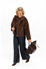 21Jewelz Fluffy jas met patroon - bruin