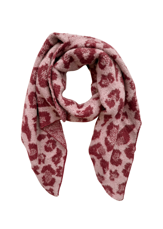 21Jewelz Roze sjaal met bordeaux panterprint