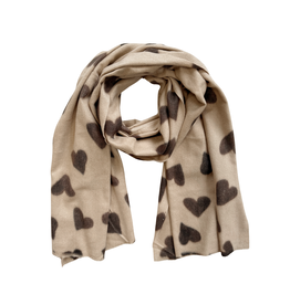 21Jewelz Camel sjaal met bruine hartjes