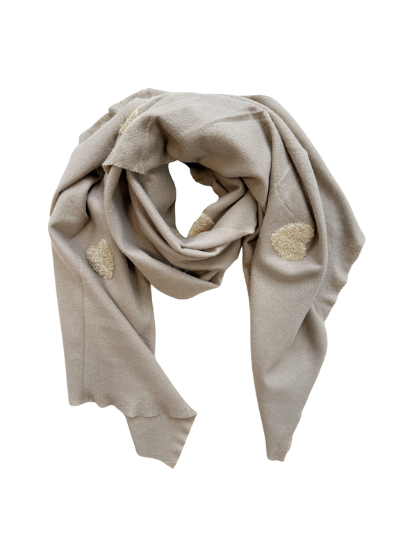 21Jewelz Taupe sjaal met gouden hartjes