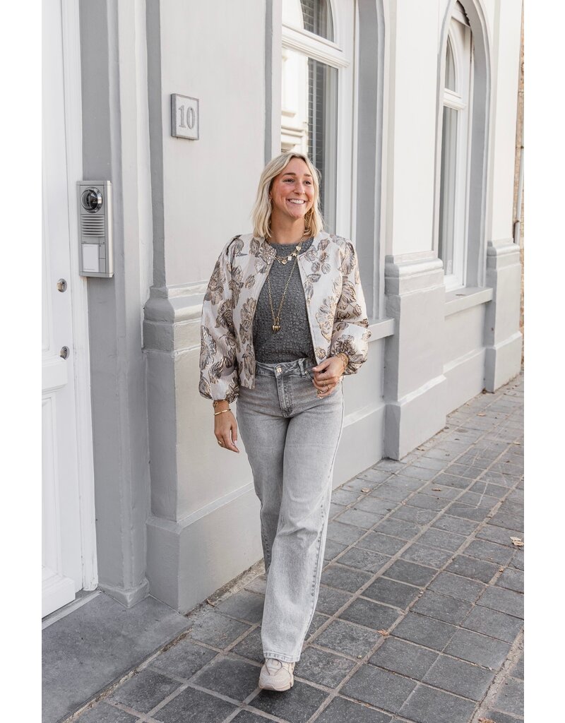 21Jewelz Wide leg jeans met gouden details - lichtgrijs