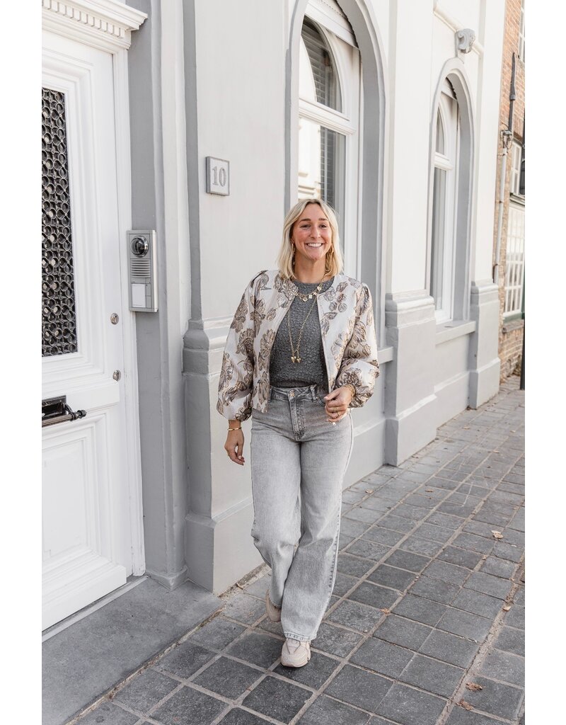 21Jewelz Wide leg jeans met gouden details - lichtgrijs