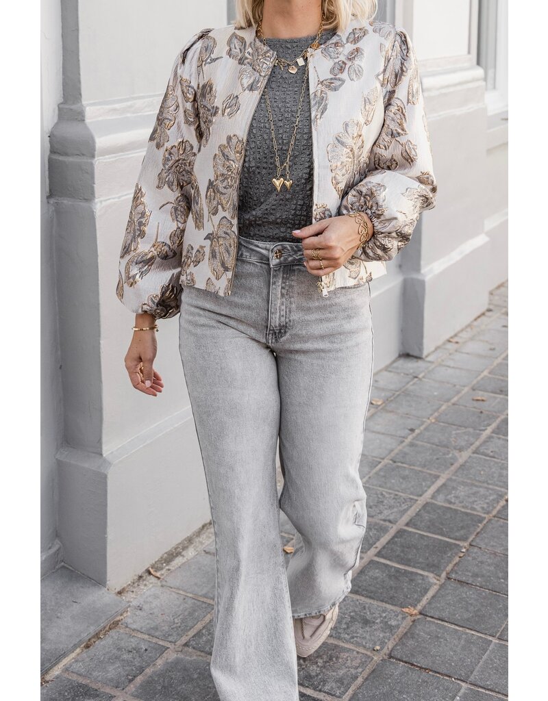 21Jewelz Wide leg jeans met gouden details - lichtgrijs