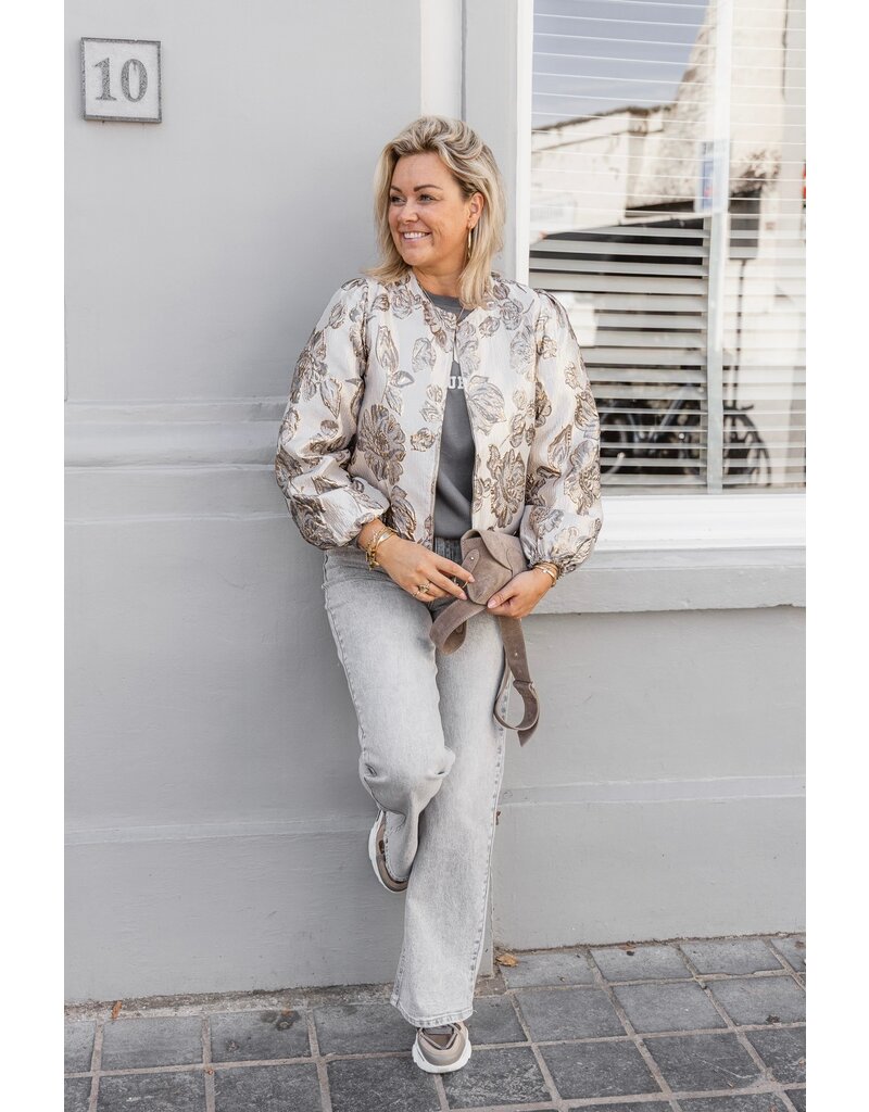 21Jewelz Wide leg jeans met gouden details - lichtgrijs