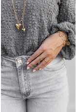 21Jewelz Wide leg jeans met gouden details - lichtgrijs