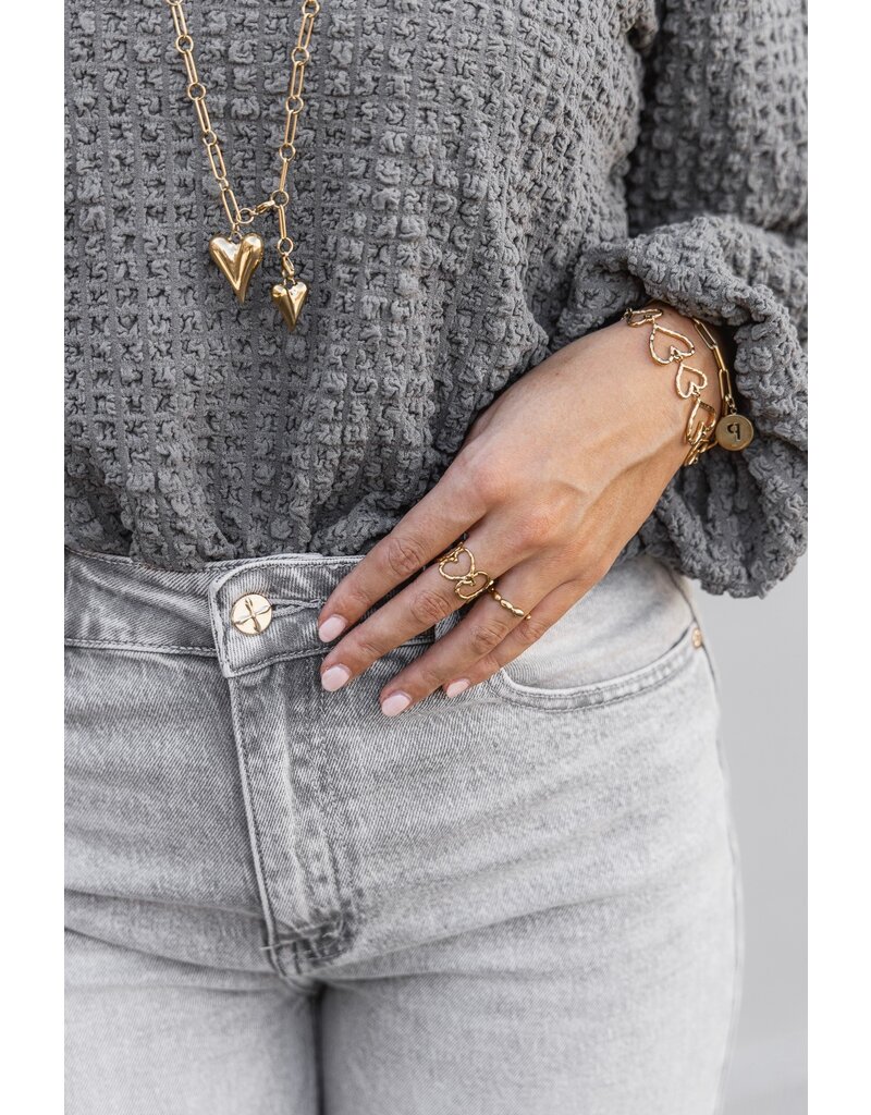 21Jewelz Wide leg jeans met gouden details - lichtgrijs