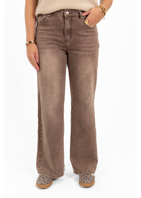 21Jewelz Wide leg jeans - washed bruin