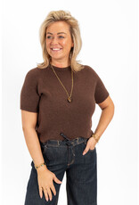 21Jewelz Effen basic truitje met korte mouw - choco bruin