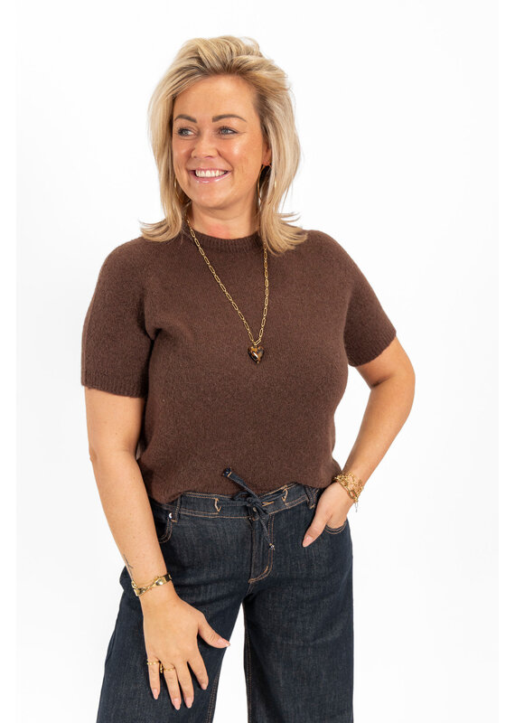 21Jewelz Effen basic truitje met korte mouw - choco bruin