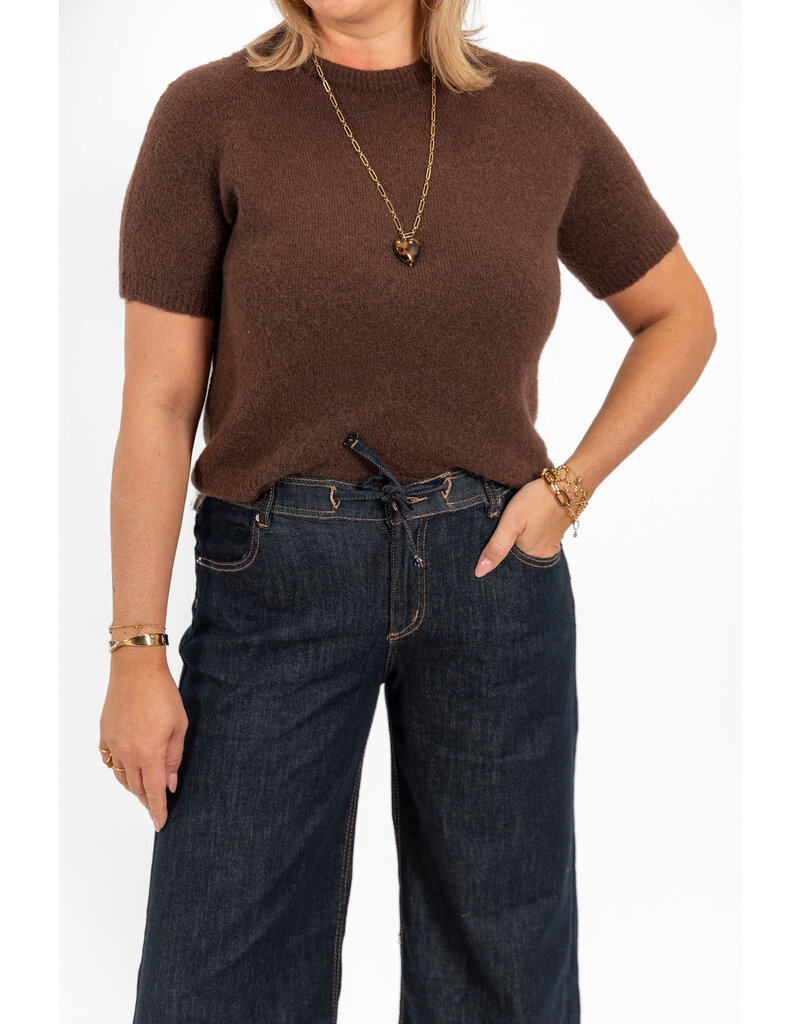 21Jewelz Effen basic truitje met korte mouw - choco bruin