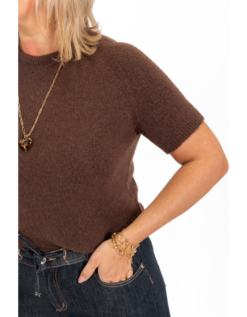 21Jewelz Effen basic truitje met korte mouw - choco bruin