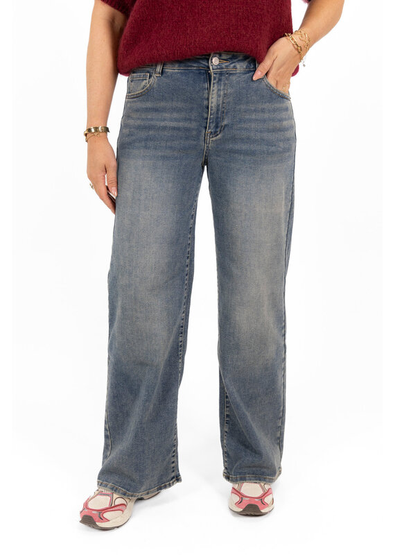 21Jewelz Basic stretch wide leg jeans - donkerblauw