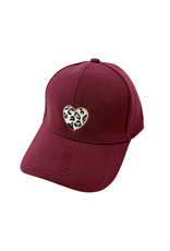 21Jewelz Pet met panterprint hartje - bordeaux