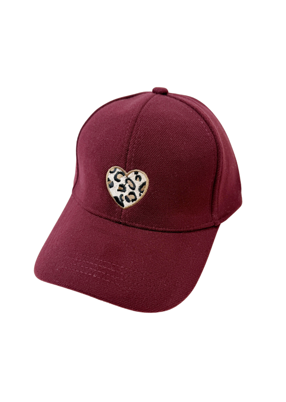 21Jewelz Pet met panterprint hartje - bordeaux