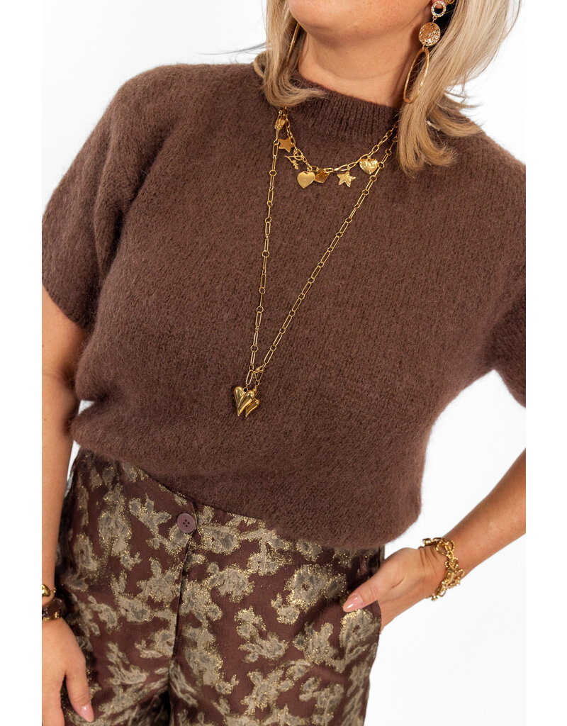 21Jewelz Wollige trui met korte mouw - choco bruin