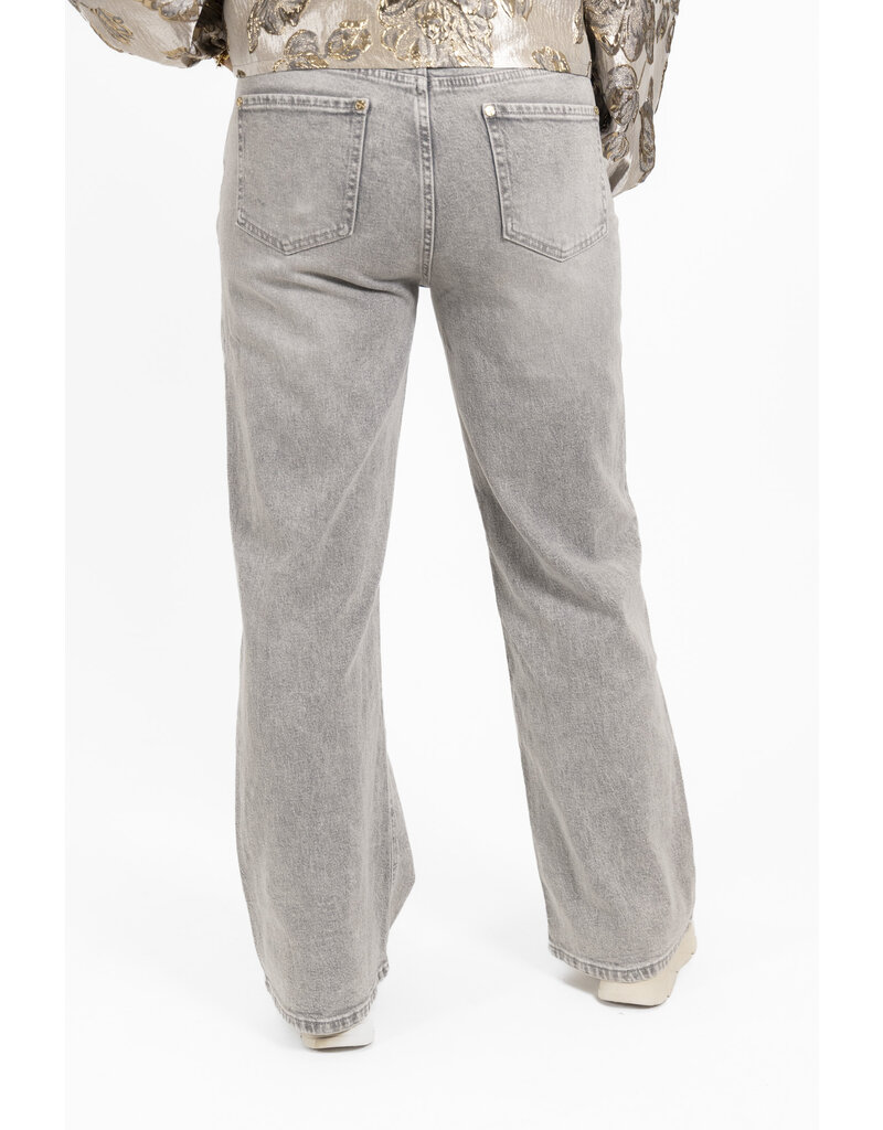 21Jewelz Wide leg jeans met gouden details - lichtgrijs