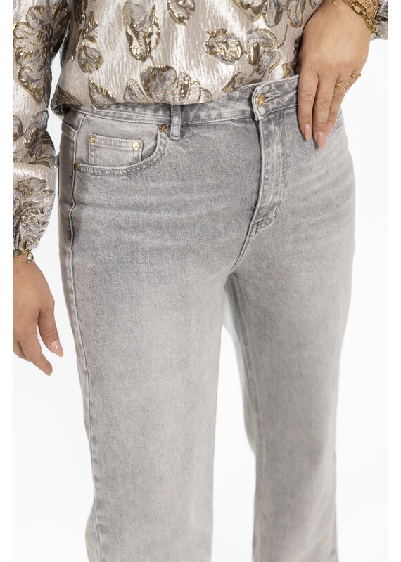 21Jewelz Wide leg jeans met gouden details - lichtgrijs