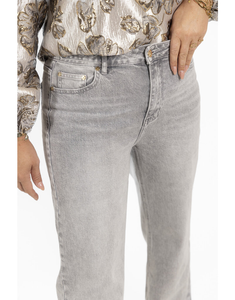 21Jewelz Wide leg jeans met gouden details - lichtgrijs