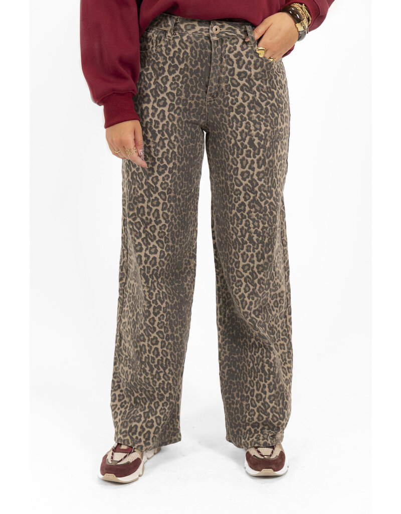 21Jewelz Basic stretch wide leg jeans - panterprint