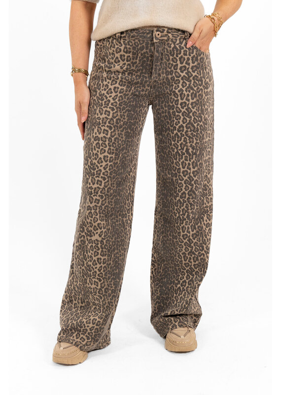21Jewelz Extra long basic stretch wide leg jeans - panterprint