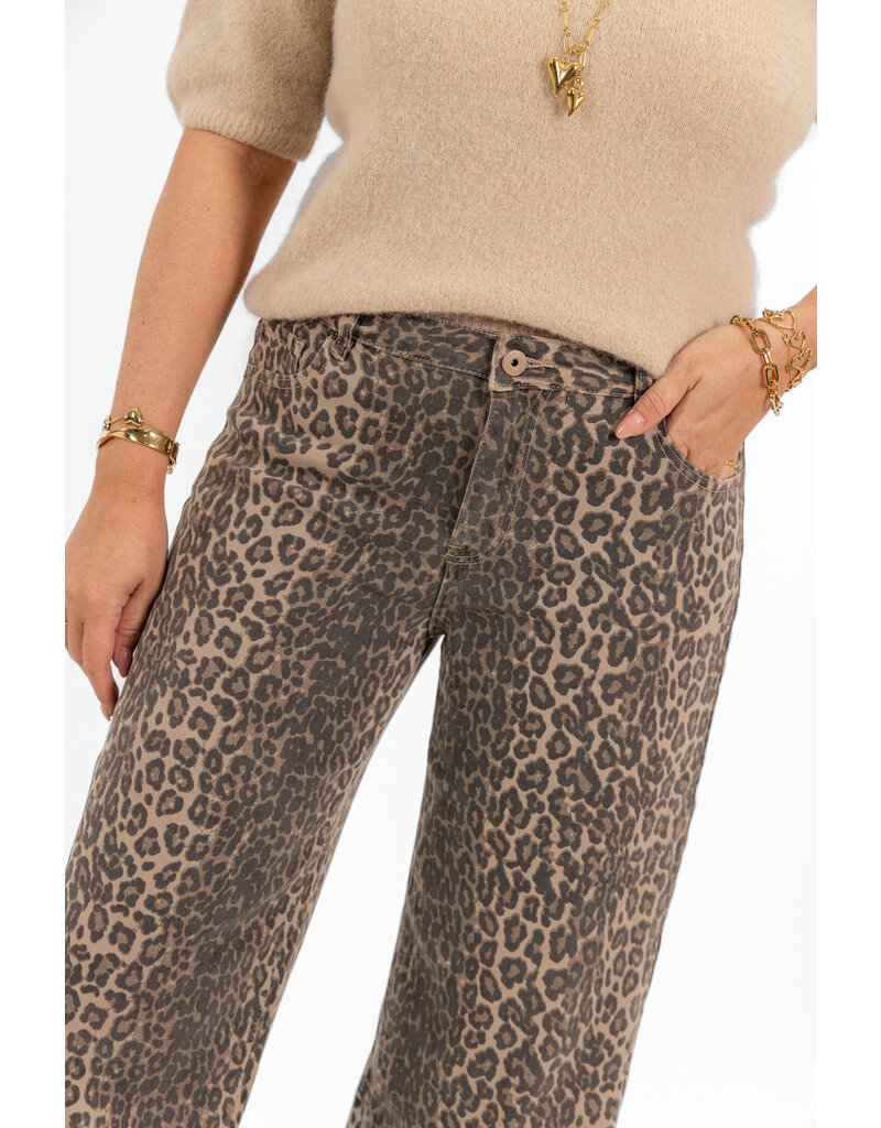 21Jewelz Extra long basic stretch wide leg jeans - panterprint