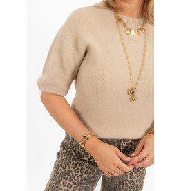21Jewelz Effen basic truitje met korte mouw - beige