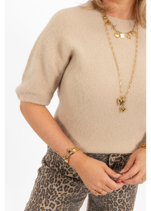 21Jewelz Effen basic truitje met korte mouw - beige