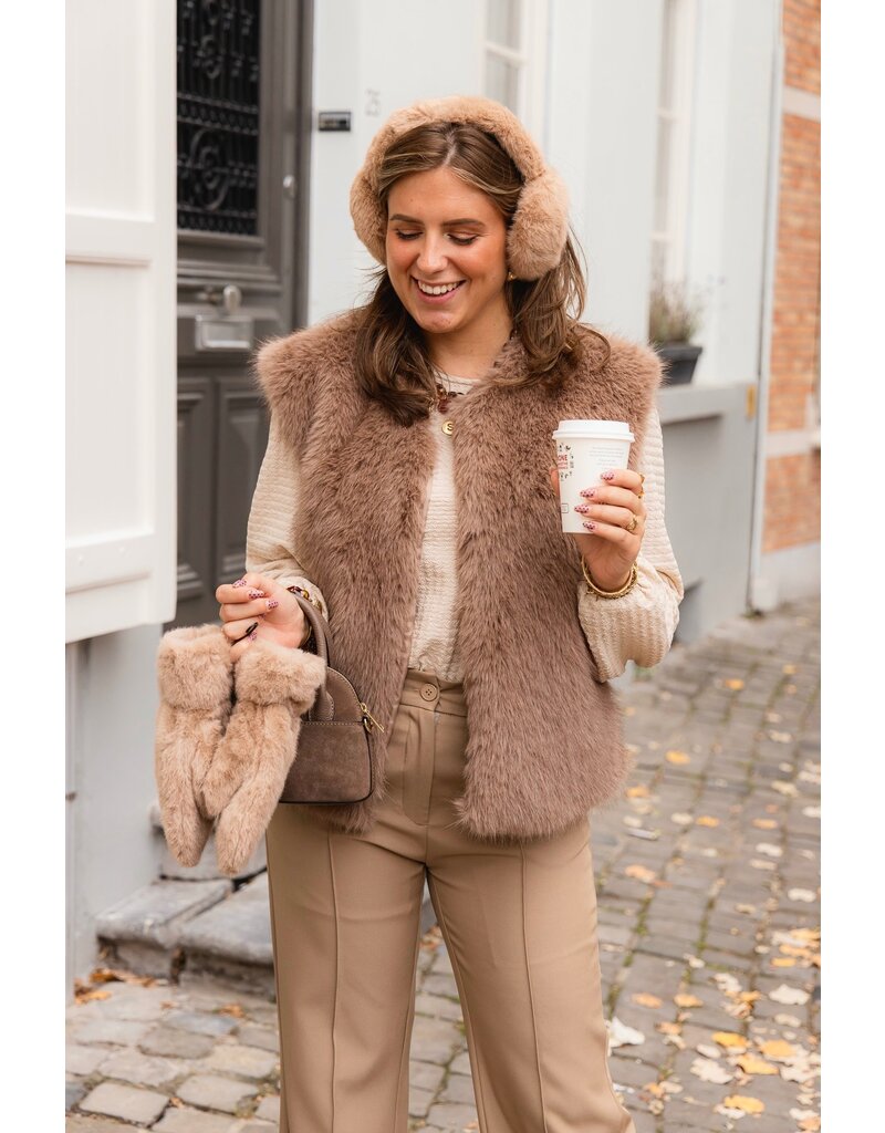 21Jewelz Fluffy oorwarmers - camel