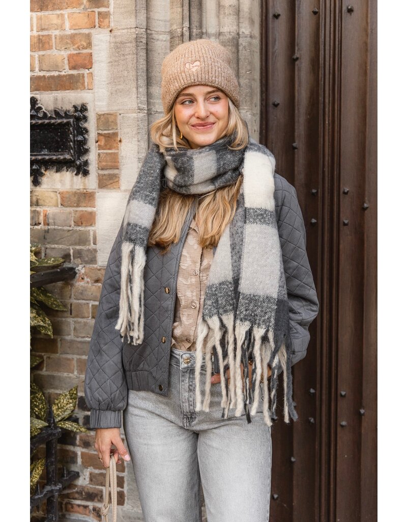 21Jewelz Geblokte sjaal - grijs/ecru