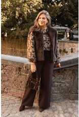 21Jewelz Tasje met hengsel en gouden details - suede bruin