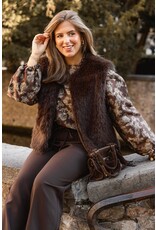 21Jewelz Tasje met hengsel en gouden details - suede bruin