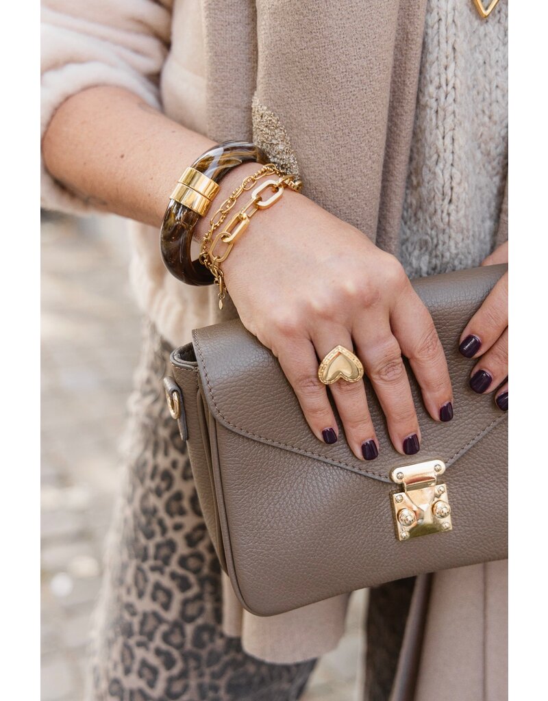21Jewelz Effen tas met gouden sluiting - Taupe