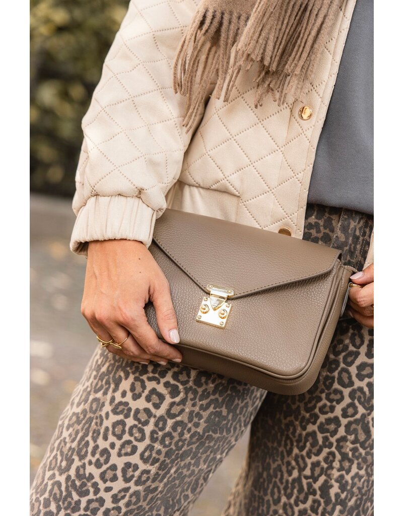 21Jewelz Effen tas met gouden sluiting - Taupe
