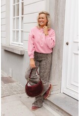 21Jewelz Middelgrote halfronde tas met studs - suede bordeaux