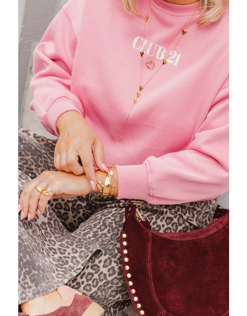 21Jewelz Middelgrote halfronde tas met studs - suede bordeaux