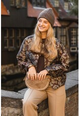 21Jewelz Crossbody tas met gouden studs - suede camel