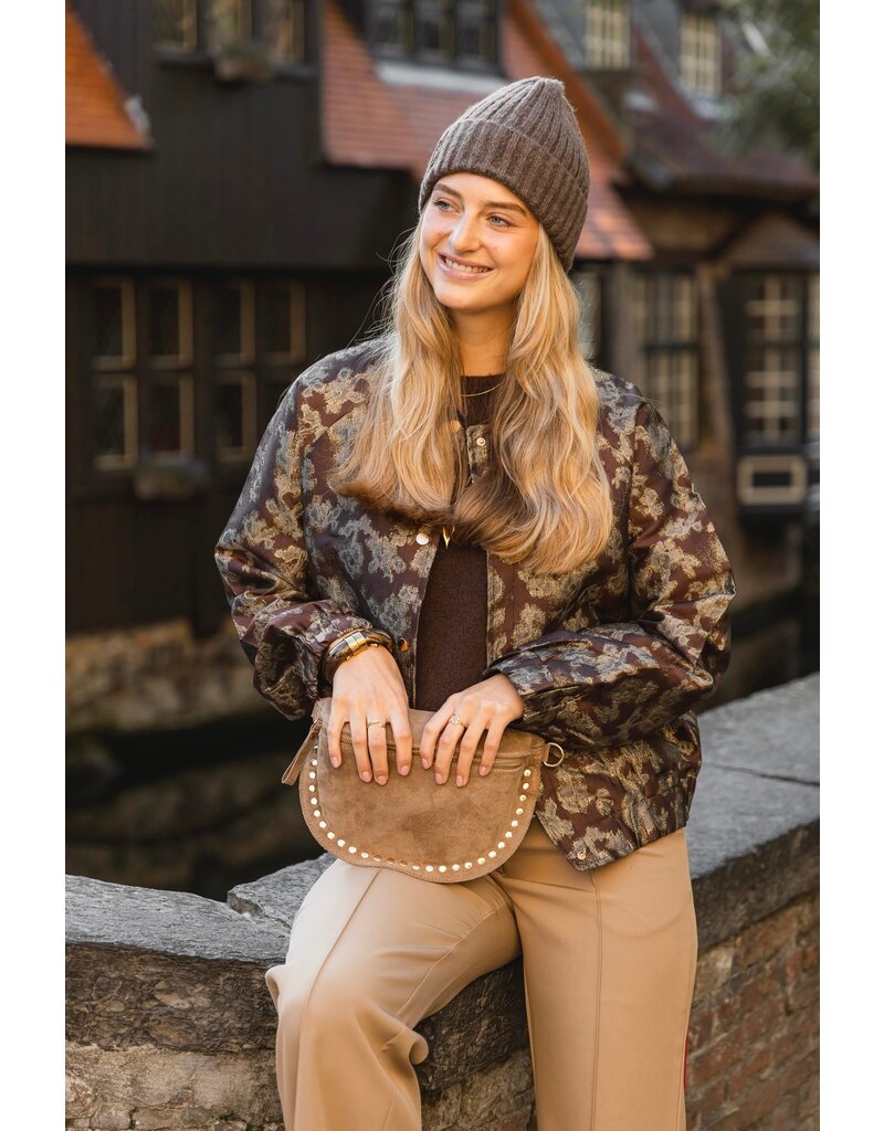 21Jewelz Crossbody tas met gouden studs - suede camel