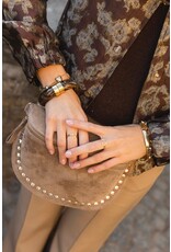 21Jewelz Crossbody tas met gouden studs - suede camel